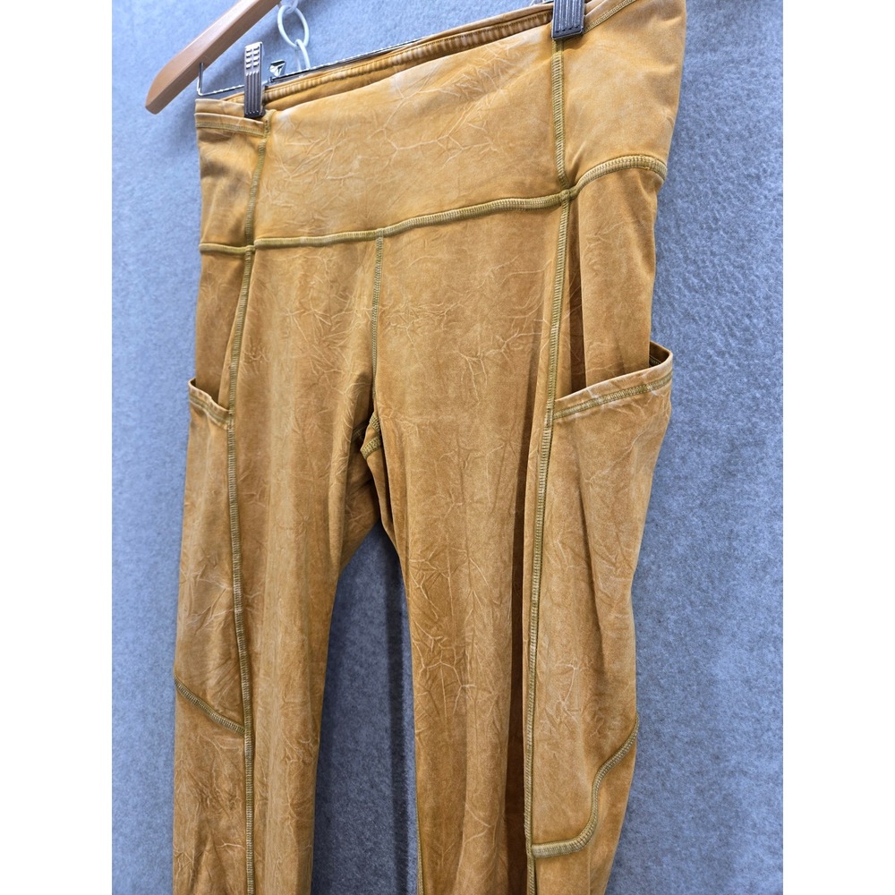 Lululemon Fast and Free High-Rise Tight 25 Crinkle Wash Ice Dye Mustard Yellow 6 - Picture 2 of 7